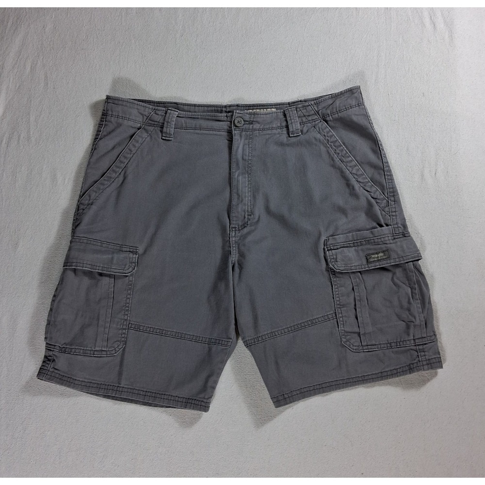 Wrangler Relaxed Fit Cargo Shorts Men's 36 Gray Cotton Stretch Multi Pocket